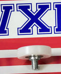 sliding door white plastic tire bearing with red and blue background