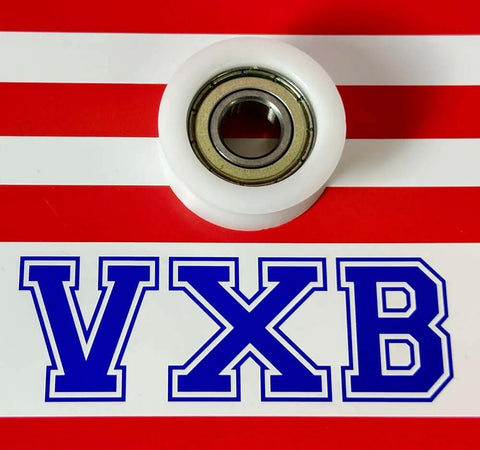12mm Bore Bearing - 37mm Round Pulley V-Groove Track Roller 12x37x14mm on striped red background