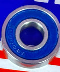 Hybrid Ceramic 6000-2RS Stainless Steel Ball Bearing 10x26x8mm with blue seals and shiny stainless steel surface