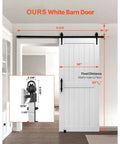 Sliding Barn Door 36 By 84 Inches With MDF Panel And Hardware Kit, Water Resistant PVC Coating, Easy Installation, Quiet And Smooth Glide