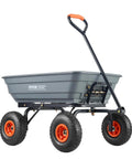 4 Cu Ft Poly Garden Cart Dump Wagon with 600 lb Capacity Heavy Duty 4 Wheel Yard Cart with Steel Frame Quick Release Dump System and 10 Inch All Terrain Wheels