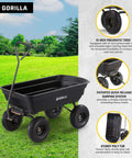 Poly Garden Dump Cart with 4 Cu Ft Tub 600 LB Haul Capacity Heavy Duty Utility Wagon with Quick Release Dumping and Pneumatic Tires