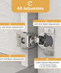 10 Pack Soft Close Hinges For Face Frame Cabinets One And A Quarter Inch Overlay 105 Degree Opening Concealed Self Closing Adjustable Diagram