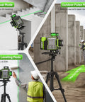 Effortlessly align rooms with this 4D 360° self leveling laser level featuring a motorized base, Bluetooth app control.