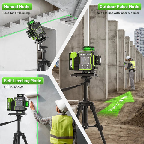Effortlessly align rooms with this 4D 360° self leveling laser level featuring a motorized base, Bluetooth app control.