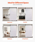 Sliding Barn Door 48 By 84 Inch With High Strength MDF Panel And Hardware Kit Waterproof PVC Surface Easy To Install H Frame