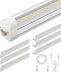 Six Pack 50W 4Ft LED Shop Lights With 7500 Lumens 5000K V Shape Lighting Linkable Design, accessories visible