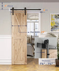 Installed 4ft Barn Door Hardware Kit with I shape hanger, heavy duty sliding door track, designed for 24 inch wide door panels.