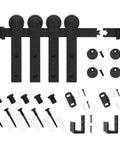 4FT Super Mini Barn Door Hardware Kit for Sliding Double Doors on TV Stands, Wardrobes, and Cabinets, showing I Shape Hanger.
