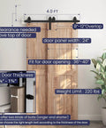4 Feet Bypass Sliding Barn Door Hardware Kit for Double Wooden Doors with Single Track installed on wooden doors.