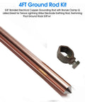 4 Ft Copper Bond Ground Rod Kit with Easy Install Bronze UL Listed Clamp 5/8 Inch Grounding Rod for Fence Lightning Protection and Pool Earthing