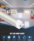 Six Pack 50W 4Ft LED Shop Lights With 7500 Lumens 5000K V Shape Lighting Linkable Design in garage setting