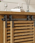 4Ft Bypass Mini Sliding Barn Door Hardware Kit For Two Doors With Black Coated Steel Track Set on wooden storage unit