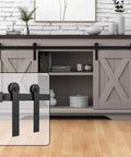 4FT Super Mini Barn Door Hardware Kit for Sliding Double Doors on TV Stands, Wardrobes, and Cabinets, I Shape Hanger Design