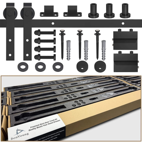 4FT Sliding Barn Door Hardware Kit for Single Doors up to 24 Inch, Heavy Duty Carbon Steel Track with Smooth Quiet Nylon Rollers