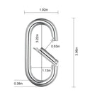 4 Inch Carabiner Clip Heavy Duty Spring Snap Hook Oval Shape 2 Pack 10x100mm Load Bearing 800 Lbs with dimensions shown
