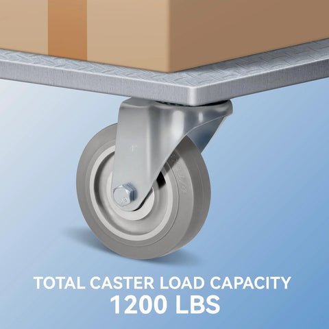 4 Inch Heavy Duty Caster Wheels Set Of 4 With Swivel 1200 Lbs Load Capacity Rubber Quiet Castors Industrial Plate Casters