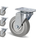 4 Inch Heavy Duty Caster Wheels Set Of 4 With Swivel 1200 Lbs Load Capacity Rubber Quiet Castors Industrial Plate Casters