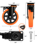 4 inch heavy duty caster wheels set of 4 with dual locking brakes rated 2200 lb total silent non marking polyurethane swivel casters