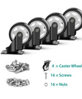 4 Inch Heavy Duty Swivel Caster Wheels Set of 4 No Brake with 1200 Lbs Load Capacity Solid Steel Plate Casters with PVC Wheels