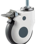 ✝️ 4" inch Medical Caster Wheel - Brake M12 Threaded Stem - TPR for smooth motion in automation systems, side view