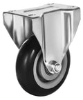 4 Pack 4 Inch Rigid Non-Swivel Caster Wheels With Top Plate Hardware Kit Black Polyurethane Wheels For Stationary Furniture