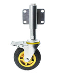 4 Inch Spring Loaded Rubber Gate Wheel With Heavy Duty Swivel Caster And Universal Mount Plate, 360 Degree Rotation With Brake, Adjustable Spring