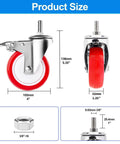4 Inch Stainless Steel Caster Wheel With Brake Heavy Duty Non Marking Polyurethane PU Wheel Rust Resistant dimensions