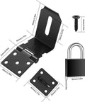 4 Inch 90 Degree Stainless Steel Padlock Hasps With Padlock And Keys Set, Right Angle Safety Door Latches for Cabinets