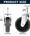 Dimensions of 4 Pack 4-Inch Swivel Stem Casters With 7/16-Inch Stem Diameter Rubber Wheels, Heavy Duty TPR Replacement Caster Wheels.