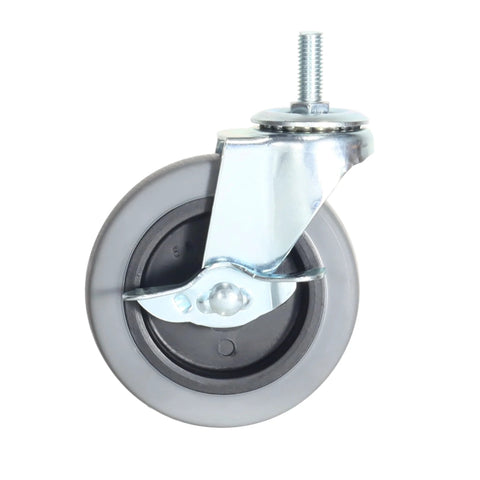 4 Inch Heavy Duty Swivel Caster with Threaded Stem M8 1.25 X 25mm Locking Castor for Furniture and Workbenches Side View