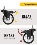 4 Inch Total Locking Stem Caster Wheels Set showing brake release and lock function with 3/8 Inch 16 x 1 Threaded Stem.