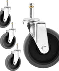 4 Pack 4-Inch Swivel Stem Casters With 7/16-Inch Stem Diameter Rubber Wheels, Heavy Duty TPR Replacement Caster Wheels For Mop Buckets
