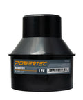 Four Inch To Two And One Half Inch Cone Reducer For Dust Collection Fittings Hose To Hose Connection Ideal For Connecting Large Four Inch Hoses To Smaller Two And One Half Inch Ports In Workshop Vacuums And Dust Collection Systems, front view of ABS plastic reducer.