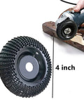 4 Inch Wood Carving Disc for Angle Grinders with Five Eighths Inch Arbor Curved Wood Shaping Wheel for leveling high spots and smoothing