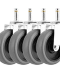 4 Pack 4-Inch Swivel Stem Casters With 7/16-Inch Stem Diameter Rubber Wheels, Heavy Duty TPR Replacement Caster Wheels