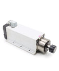 Beefy 4KW ER25 Air Cooled Spindle Motor 220V 380V for woodworking, features square body and ceramic bearings for precise milling