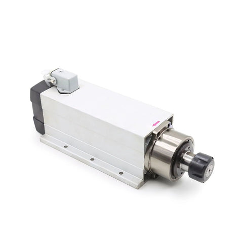 Beefy 4KW ER25 Air Cooled Spindle Motor 220V 380V for woodworking, features square body and ceramic bearings for precise milling