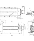 Technical diagram of 4kW ER25 Air Cooled Spindle Motor For CNC Milling And Machining 220V And 380V Compatibility Square Type Ball Bearings