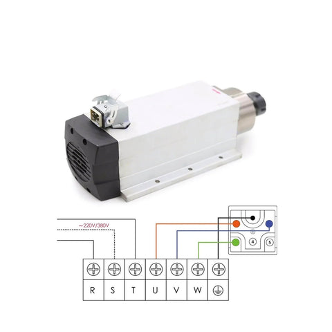 4kW ER25 Air Cooled Spindle Motor For CNC Milling And Machining 220V And 380V Compatibility with wiring diagram