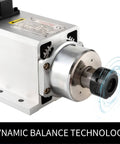 220V 4KW Square Air Cooled CNC Spindle Motor with ER25 6mm Collet featuring Dynamic Balance Technology for CNC Router Machines