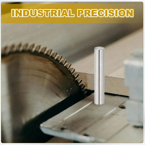 4mm X 50mm Dowel Pin In 304 Stainless Steel next to saw blade in industrial setting, pack of 30, durable and rust-resistant.