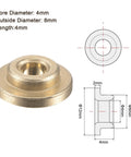 2 Pieces Flanged Sleeve Bearing 4mm X 8mm X 4mm POM Self Lubricating Oilless Bushing Gold Color with dimensions