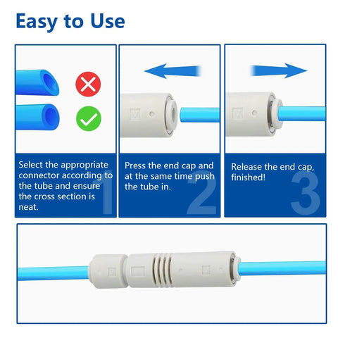 Instructional diagram for 4mm Push In Vacuum Ejector Fitting One Touch Tube Type Pneumatic Connector For 4mm OD Tubing Straight Vacuum Generator ZU05L 4mm Quick Connect For Air And Vacuum Lines Setup
