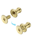 4mm Ball Head Button Rivets With Screw Back For Leather Craft DIY Handbag Belt 100 Pack, zinc alloy in gold color, showing assembly view