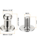 4mm Ball Head Stud Rivets With Screw Back For DIY Leather Craft Handbags And Belts 15 Pack in silver tone zinc alloy