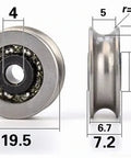 4mm Bore Bearing with 19.5mm steel Pulley U Groove Track Roller Bearing 4x19.5x6.7mm - VXB Ball Bearings
