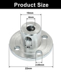 Rugged 4mm flange shaft coupling product size diagram for RC motors, showing 22mm diameter and 10mm thickness with a 4mm center hole.