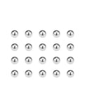 4mm Stainless Steel Bearing Balls G100 Precision, 304 Stainless, 50 Pack, arranged in a grid, smooth surface, corrosion resistant