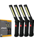 Portable LED Work Light 4 Pack With Magnetic Base And Hanging Hook, 360 Degree Rotation, 5 Modes, 800 Lumen COB LED, Foldable Inspection Light